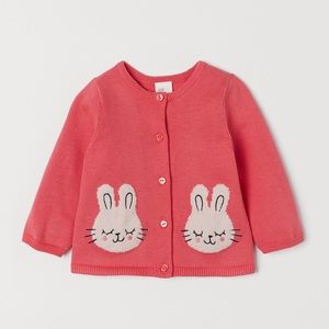 H&M Baby Red/Pink Cardigan with Rabbits